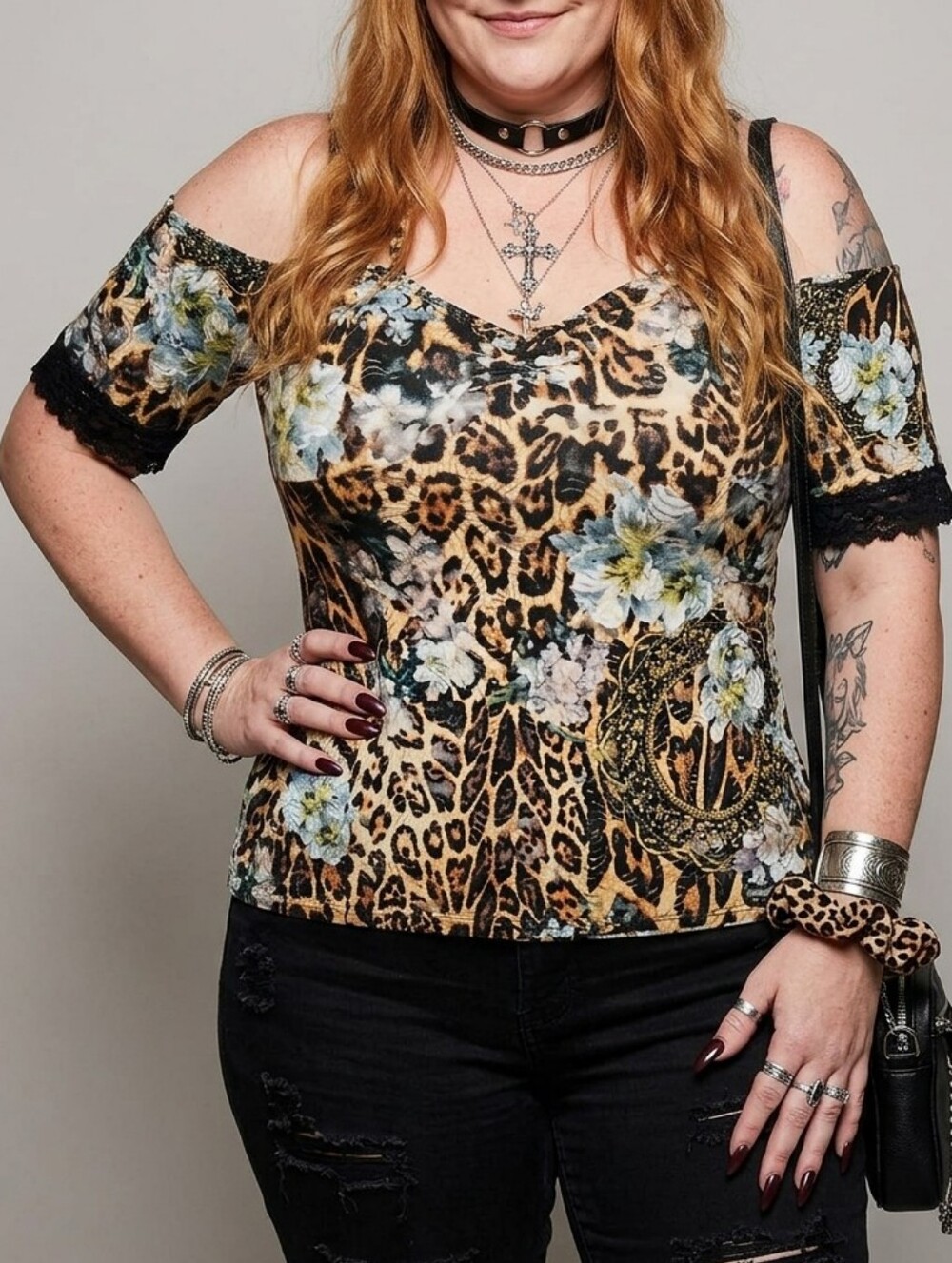 VENUS Lace Leopard Floral OFF-Shoulder Strappy Camisole XL BRAND NEW Beautiful